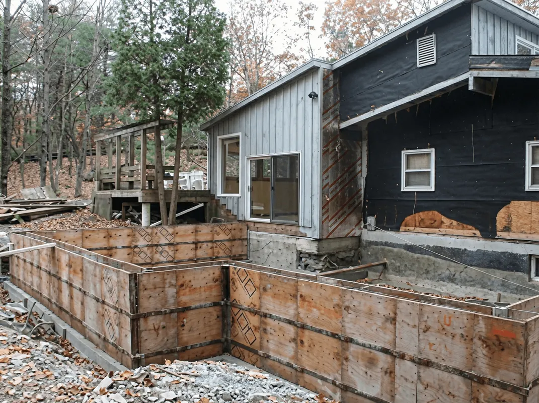 Prepared site with foundation forms for home remodeling and addition project in Eugene, OR